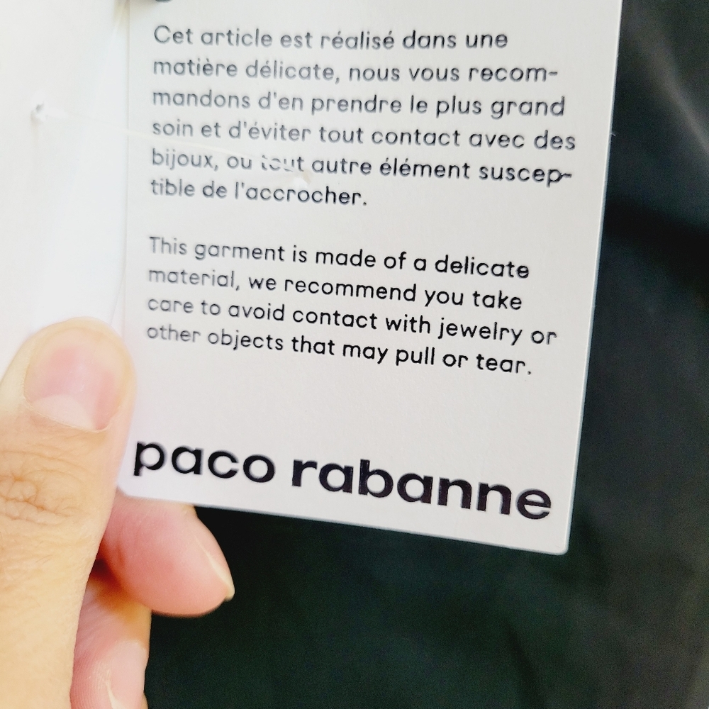 PACO RABANNE stretchy black midi with asymmetrical hemline thumb holeNWT! - Picture 9 of 15
